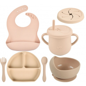 Набор детской силиконовой посуды 2Life Y15 7 шт Бежевый (vol-10056)