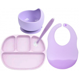 Набор силиконовой посуды 2Life 4 предмета Розовый/Фиолетовый (vol-10718)