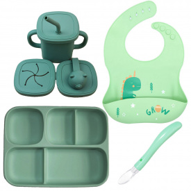 Набор силиконовой посуды 2Life A3 Дракон 4 предмета Зеленый (vol-10499)