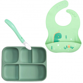 Набор силиконовой посуды 2Life Дракон 3 предмета Зеленый (vol-10481)