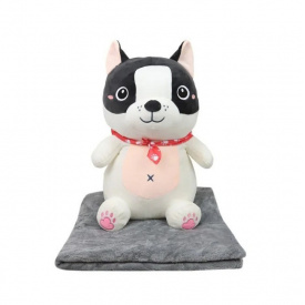 М'яка іграшка з пледом Bambi Собачка Чорно-сірий (М13945-B)