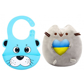 Комплект S&T М'яка іграшка Pusheen cat та слинявчик 3Д Собака (vol-10575)