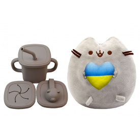 Комплект S&T М'яка іграшка Pusheen cat та Поильник-непроливайка (vol-10566)