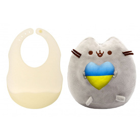 Комплект S&T М'яка іграшка Pusheen cat та силіконовий слинявчик (vol-10580)