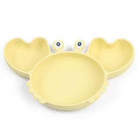 Трехсекционная силиконовая тарелка 2Life Краб Y11 540 мл Желтый (v-11032)