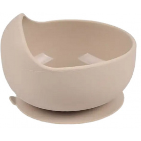 Силиконовая круглая глубокая тарелка для первых блюд на присоске 2Life Y24 350 мл Бежевый (vol-10146)