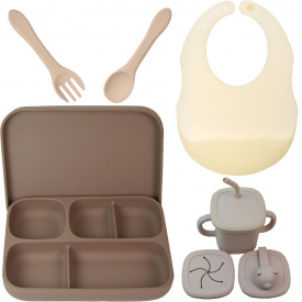 Набор силиконовой посуды 2Life 5 предметов Коричневый/Бежевый (vol-10491)