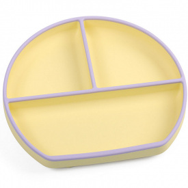 Силиконовая трехсекционная тарелка 2Life Y11+Y2 660 мл Желтая с фиолетовым (v-11098)