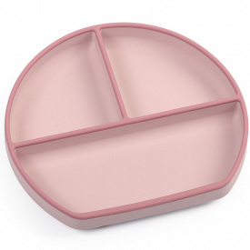 Силиконовая трехсекционная тарелка 2Life Y26+Y19 660 мл Розовый с малиновым (v-11103)