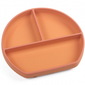 Силиконовая трехсекционная тарелка 2Life Y25+Y27 660 мл Оранжевый с коричневым (v-11102)