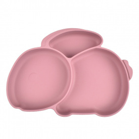 Трехсекционная силиконовая тарелка 2Life Кролик Y19 525 мл Розовый (v-11048)