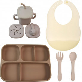 Набор силиконовой посуды 2Life 5 предметов Коричневый/Бежевый (vol-10492)