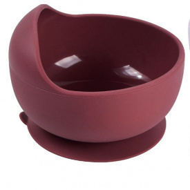 Силиконовая круглая глубокая тарелка для первых блюд на присоске 2Life Y16 350 мл Бордовый (vol-10668)