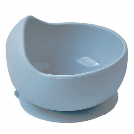 Силиконовая круглая глубокая тарелка для первых блюд на присоске 2Life Y21 350 мл Голубой (vol-10671)