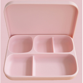Детская пяти-секционная силиконовая тарелка с присоской с крышкой 2Life 700 мл Розовый (vol-10196)