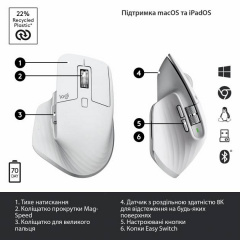 Миша Logitech MX Master 3S Performance Wireless Mouse Pale Grey (910-006560) Херсон
