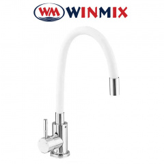 Смеситель для кухни Winmix White Sus-011 REFLECTOR CHROME рефлекторный белый гусак, Польша (нержавеющая сталь) Ковель