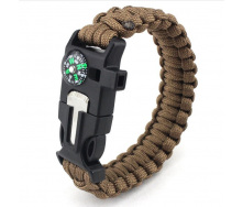 Браслет IP Paracord Flint-Fire + compass brown