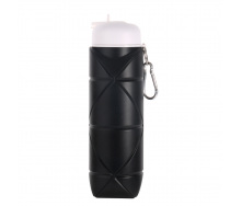 Складная бутылка силиконовая с карабином water bottle 600 мл Черный (Н051120)