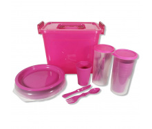 Набор посуды Plastic's Craft Пикник ЛЮКС на 6 персон Розовый 2000182397156