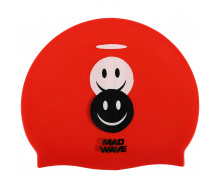 Шапочка для плавания силиконовая юниорская MadWave Junior EMOJI M057308 Красный