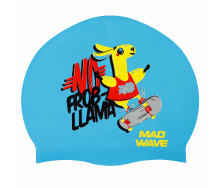 Шапочка для плавания силиконовая юниорская MadWave Junior LLAMA M057910 Голубой