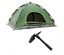 Палатка 6ти местная автоматическая Easy-Camp однослойная Зеленая + Лопата складная многофункциональная