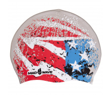 Шапочка для плавания MadWave USA M055303001W One size Синий-красный