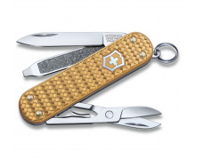 Складной нож Victorinox Classic SD Precious Alox Brass Gold 58 мм 5 функций Золотистый рифленый (0.6221.408G)