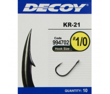 Крючок Decoy KR-22 Black Nickeled 1/0 10 шт/уп (1013-1562.03.03)
