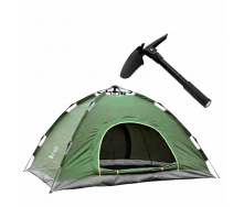 Автоматическая палатка туристическая 4-х местная Easy-Camp водонепроницаемая Зеленая + Лопата складная