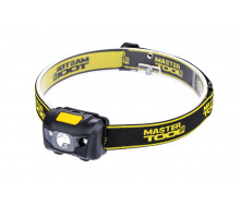 Фонарь налобный MASTERTOOL 4 режима 59х41х32 мм WHITE LED+2xRED LED 3xAAA ABS 94-0812