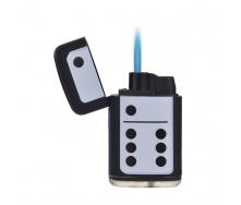 Зажигалка газовая пьезо турбо Champ Prof Dominos Capsule Jetflame Черная (40804676)