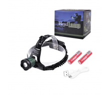 Налобный фонарь Police 2188-T6 ЗУ mircoUSB 2х18650 zoom Box Feel Fit