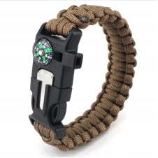 Браслет IP Paracord Flint-Fire + compass brown