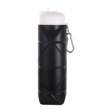 Складная бутылка силиконовая с карабином water bottle 600 мл Черный (Н051120)