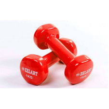 Гантели planeta-sport для фитнеса с виниловым покрытием Zelart Beauty TA-5225-1 2 x 1 кг Красный