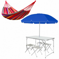 Комплект для кемпинга и пикника 3в1 раскладной стол со стульями Easy Campi Белый