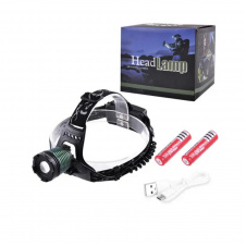 Налобный фонарь Police 2188-T6 ЗУ mircoUSB 2х18650 zoom Box Feel Fit