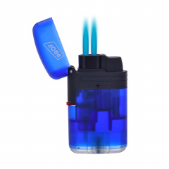 Зажигалка газовая 2 турбо Prof Double Jet Flame Transparent Синяя (40803728BLU) Косів