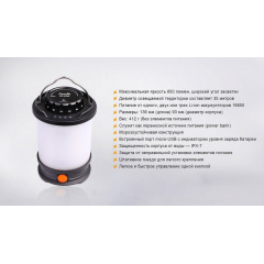 Кемпинговый фонарь Fenix CL30R с функцией Powerbank Черный Одесса