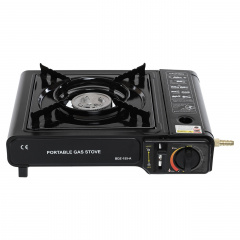 Портативная газовая плита RIAS BDZ-155-A с пьезоподжигом и адаптером Black (3_03935) Київ