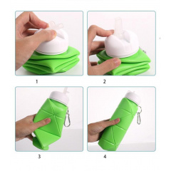 Складная силиконовая бутылка для воды и напитков с карабином water bottle 600 мл Черный (С051120) Костопіль