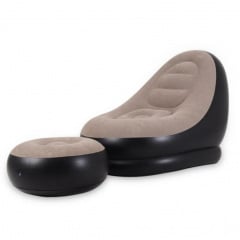 Надувной диван с пуфом Chanodug 116х98х83см и 62х62х31см Black-Grey (3_01814) Жмеринка