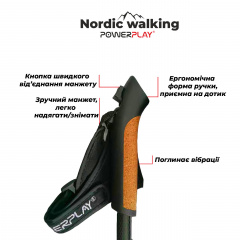 Палки для скандинавской ходьбы PowerPlay 9104 Lykke 80-135 см (пара) Курінь