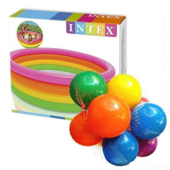 Детский надувной бассейн Intex 56441-1 «Радуга», 168 х 46 см, с шариками 10 шт (hub_hysil1) Київ