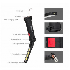 Фонарь LED многофункциональный WorkLight W52-SMD+COB с магнитом и крючком (W52) Сумы