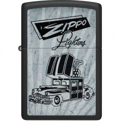 Зажигалка бензиновая Zippo 218 Car Ad Design Черно-серая (48572) Новомосковськ
