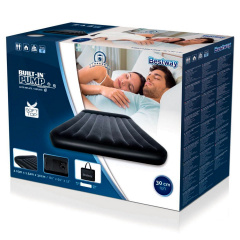 Надувной матрас Двухместный Bestway 67464 152 х 203 х 22 см с электронасосом Black (hub_o6v332) Дзензелевка