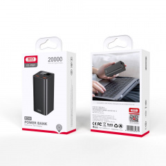Зовнішній акумулятор Power Bank XO PB97 PD65W сила струму 3A QC2.0/3.0 Type-C 20000 mAh Чорний Косов